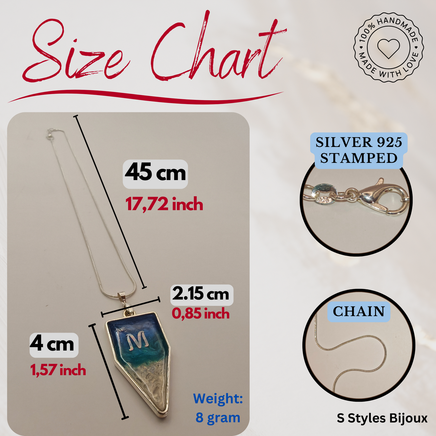 Personalized Necklace & Earrings Set – 925 Silver, Ocean Blue Design, Custom Letter & Secret Text