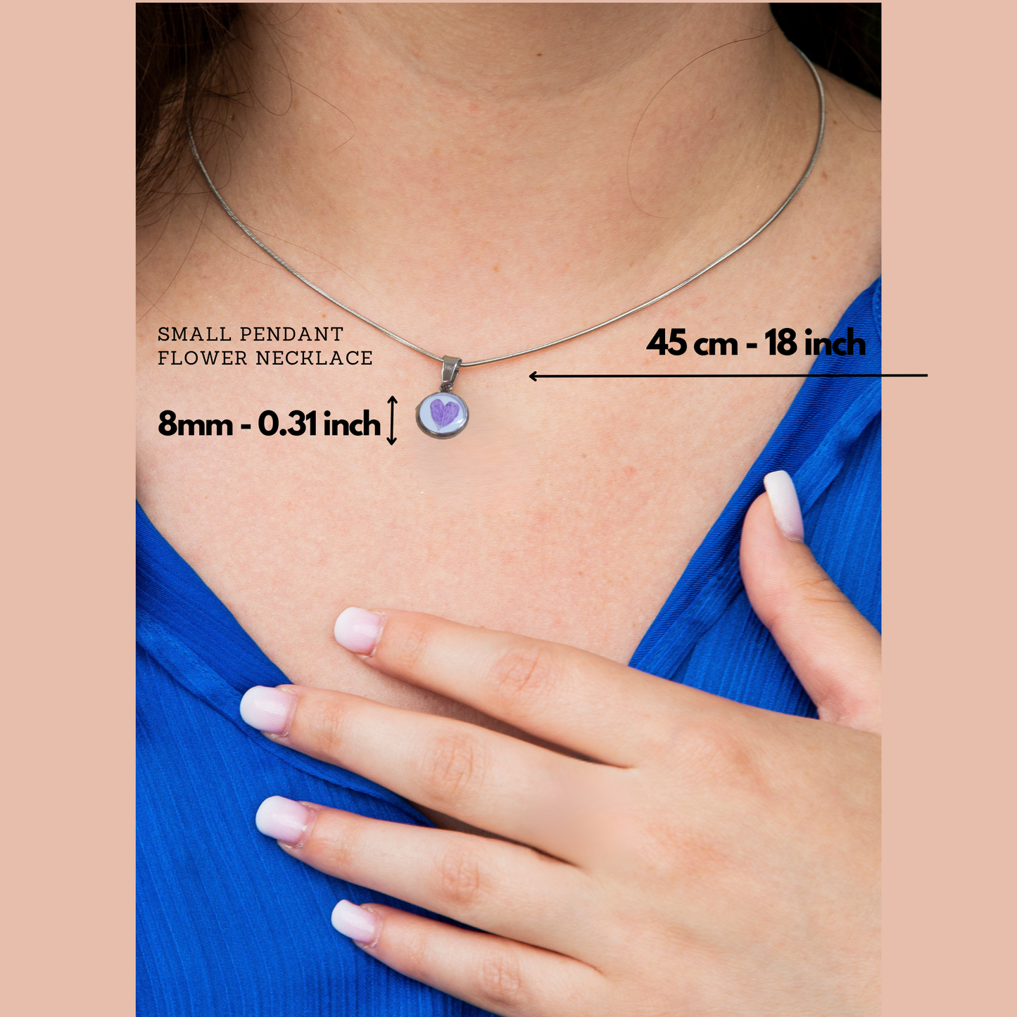 Stainless Steel Necklace – Real Flower Pendant (Blue, Purple Heart, Forget-Me-Not)