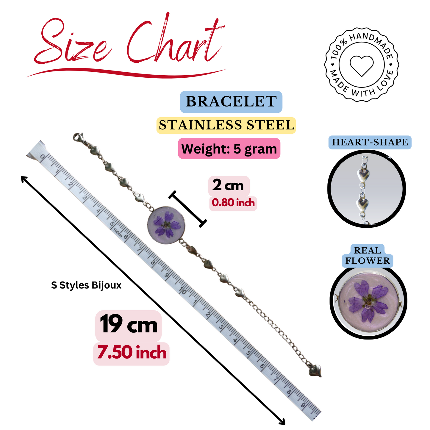 Bracelet Chain – Real Purple Flower with Purple Glitter Background