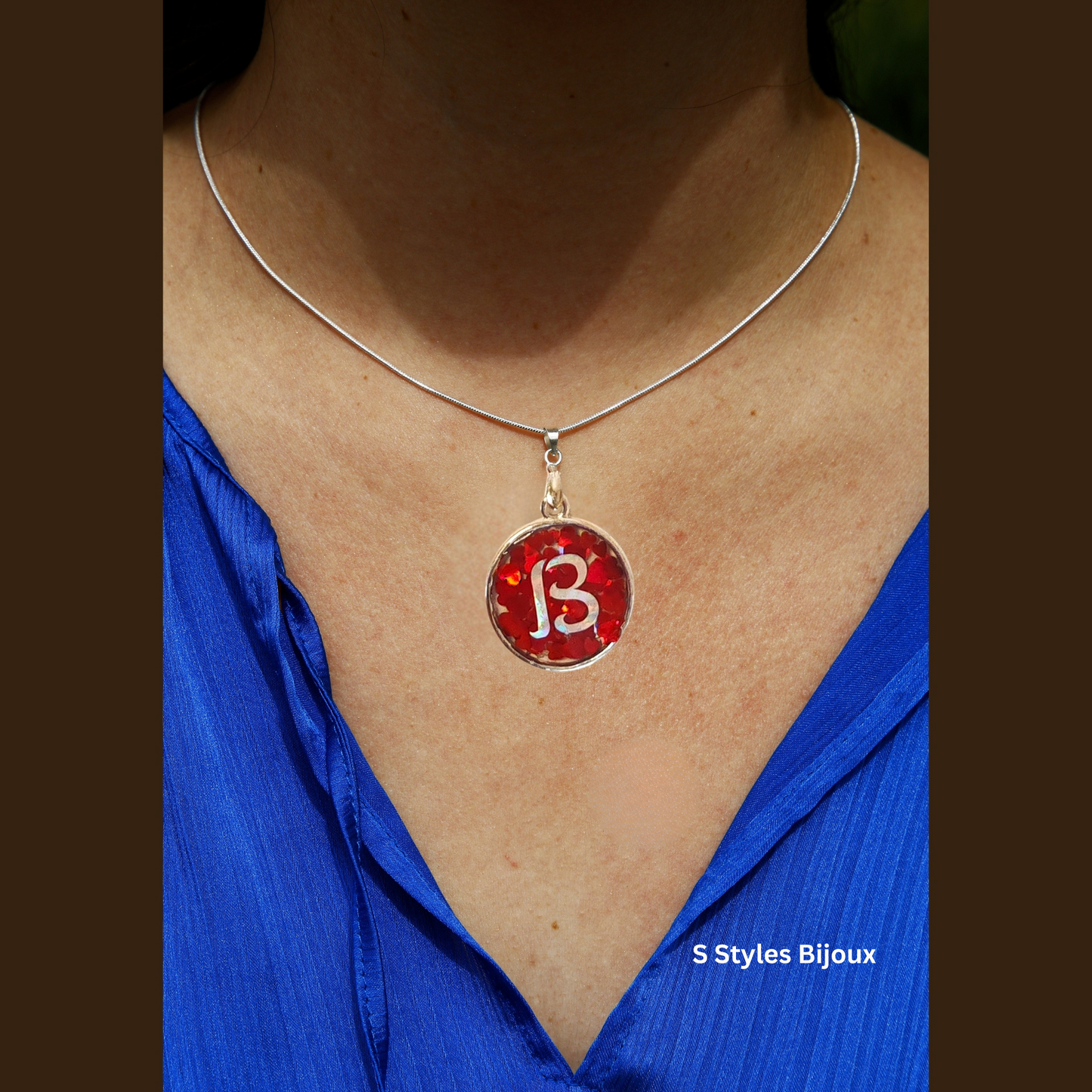 Personalized Jewelry Set – Red Heart Design with Custom Letter (Necklace, Earrings & Adjustable Ring) - Sterling Silver Jewelry Set