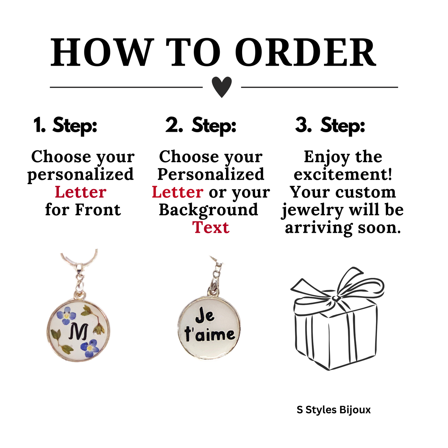 Personalized Blue Flower Necklace – Custom Initial & Text