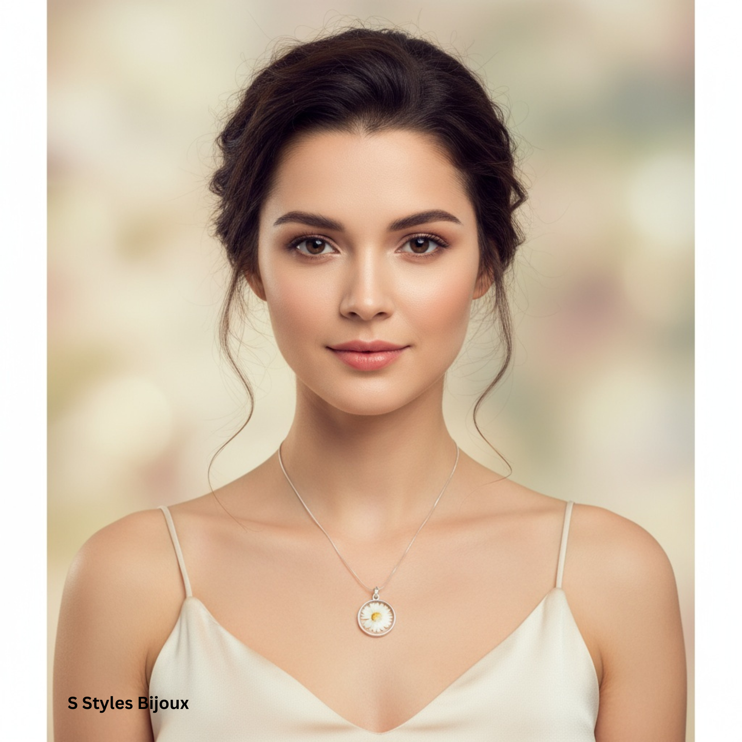 Daisy Necklace – Handmade Silver 925 Pendant with Real Pressed Flower