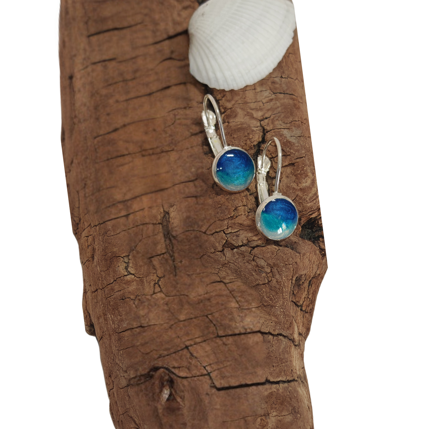 Personalized Necklace & Earrings Set – 925 Silver, Ocean Blue Design, Custom Letter & Secret Text