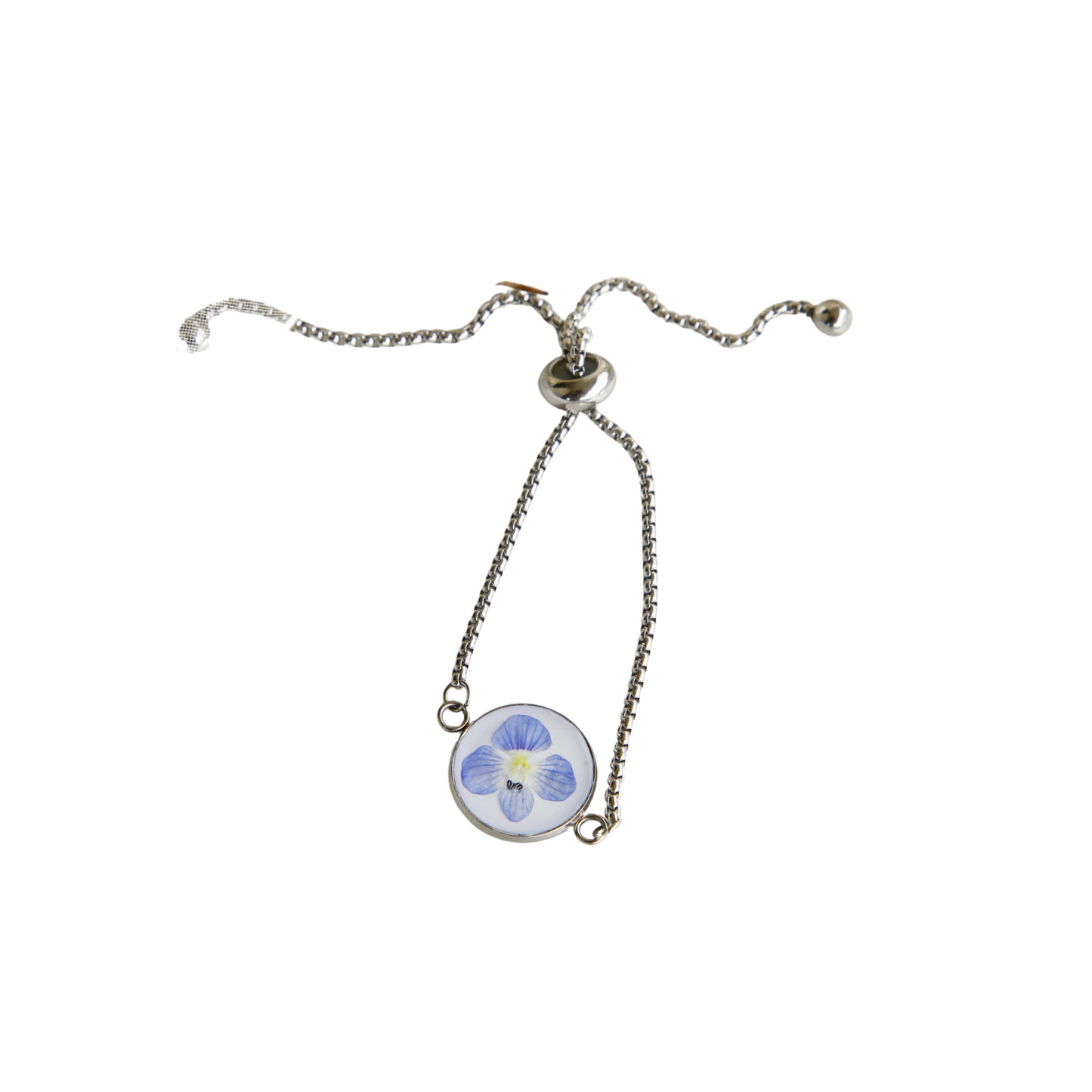 Bracelet Adjustable   – Real Blue Flower - Handmade Jewelry