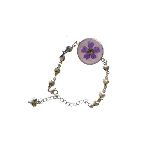 Bracelet Chain – Real Purple Flower with Purple Glitter Background