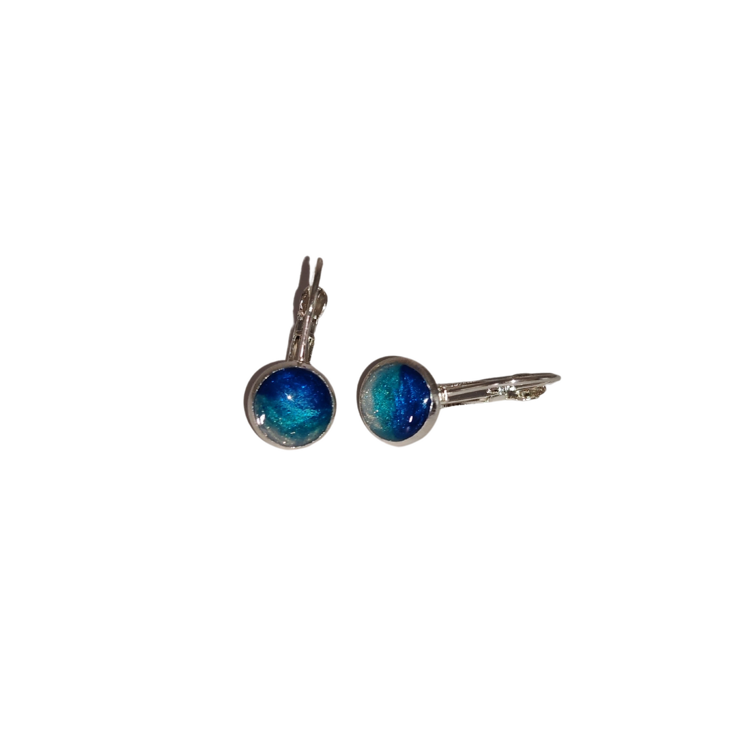 925 Sterling Silver Ocean Summer Earrings – Handmade Blue Resin Leverback Earrings (Kopie)