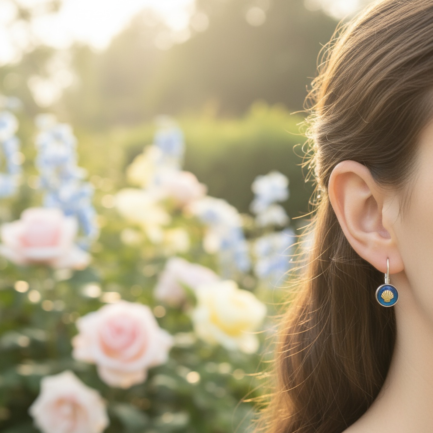 925 Sterling Silver Ocean Summer Earrings – Handmade Blue Resin Leverback Earrings