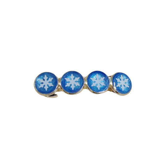 Winter Christmas Hair Accessory - Silver Tone Hairclip Barrette – Snowflake & Blue Glitter ❄️ Perfect for Frozen-Inspired Outfits