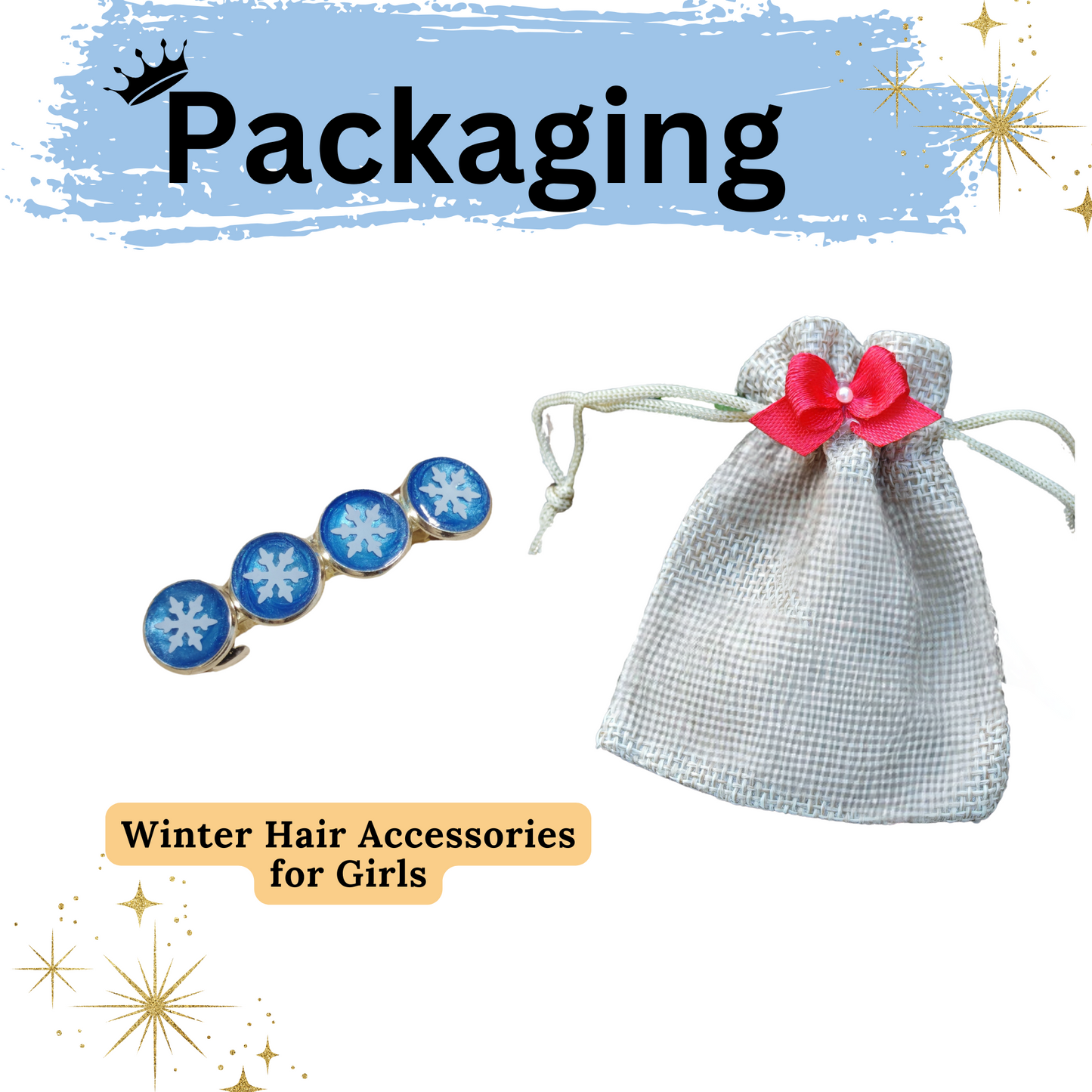 Winter Christmas Hair Accessory - Silver Tone Hairclip Barrette – Snowflake & Blue Glitter ❄️ Perfect for Frozen-Inspired Outfits