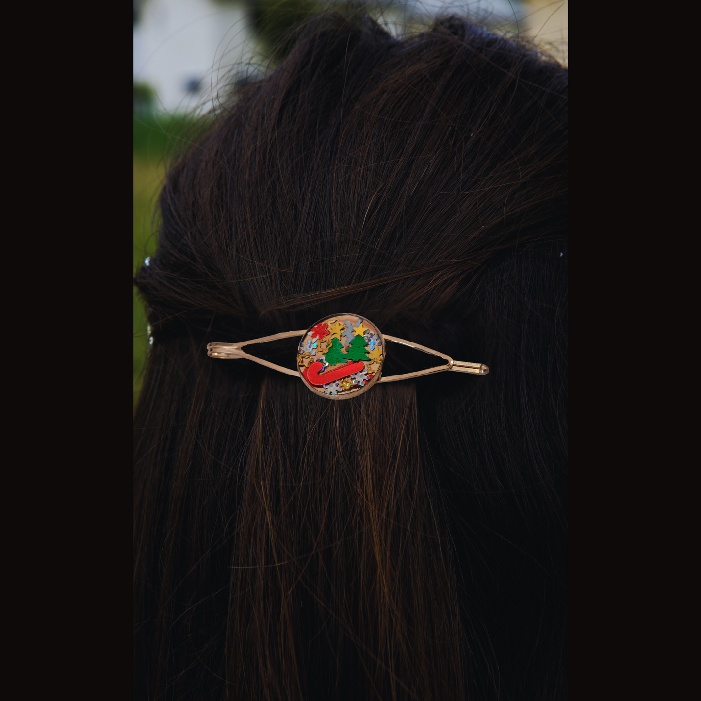 Winter Christmas Hairclip – Festive Glitter Xmas Barrette or Hair Slide for Women & Girls