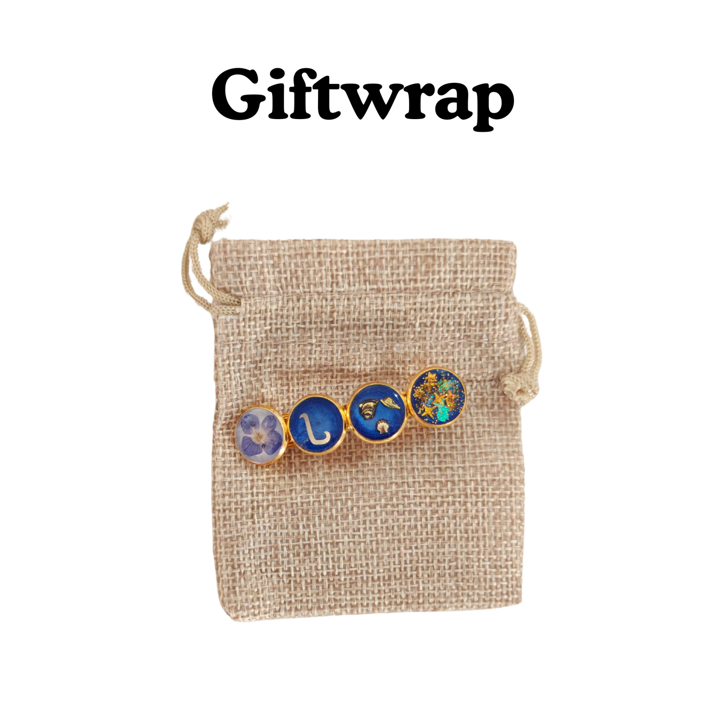 Hairclip Personalized Gold Plated  Barrette – Custom Letter, Real Blue Flower & Ocean Inspired Design