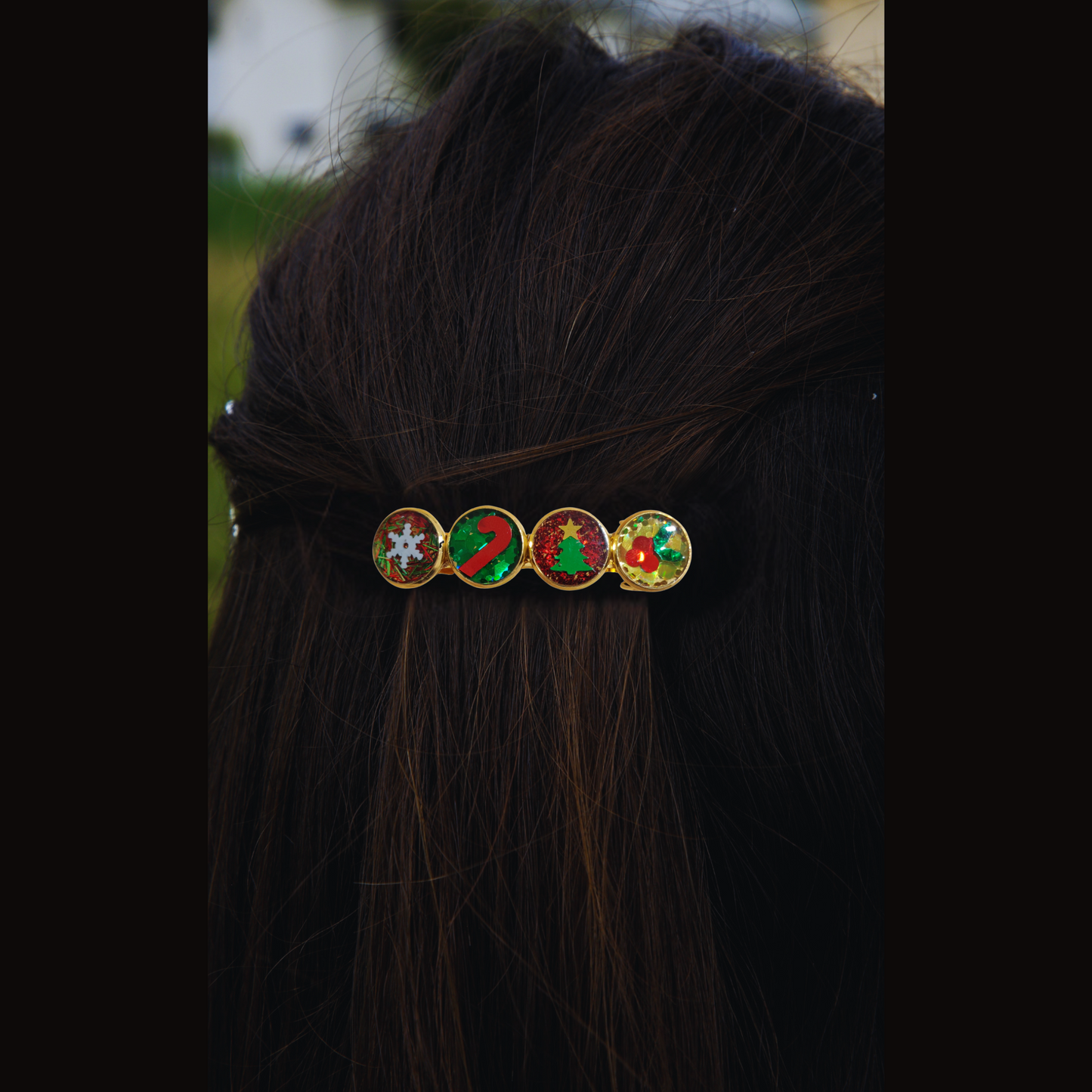 Winter Christmas Hairclip – Festive Glitter Xmas Barrette or Hair Slide for Women & Girls