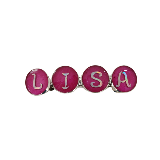 Hairclip Name Personalized Barrette – Custom 4 or 5 Letters – Silver Plated Hair Accessory