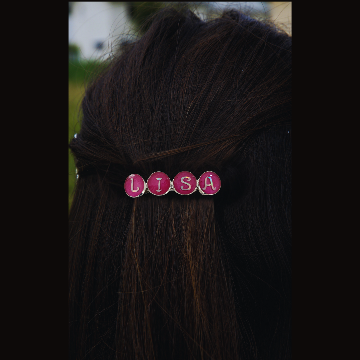 Hairclip Name Personalized Barrette – Custom 4 or 5 Letters – Silver Plated Hair Accessory