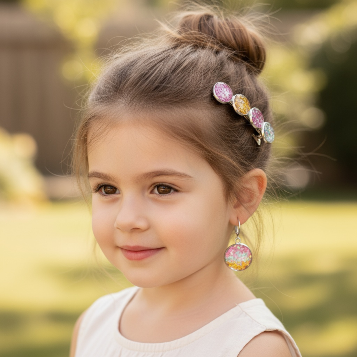 Hairclip & Earring Set Butterfly Sequin  – Silver Tone Hair Clips with Stainless Steel Earrings | Kids & Girls Jewelry Gift