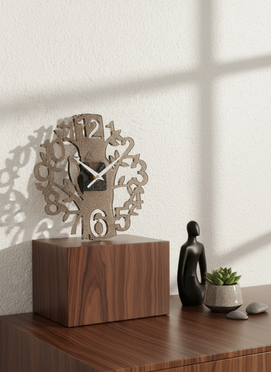 Wall Clock Resin Epoxy Minimalist Gray – Handmade Light Grey Epoxy Tree Clock – Neutral Modern Home Decor – Custom Personalized Gift Idea