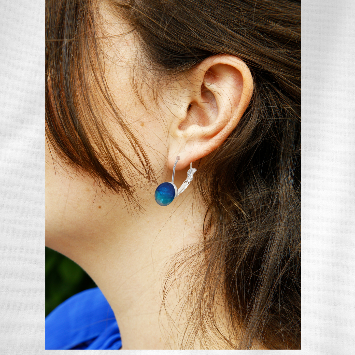 Personalized Necklace & Earrings Set – 925 Silver, Ocean Blue Design, Custom Letter & Secret Text