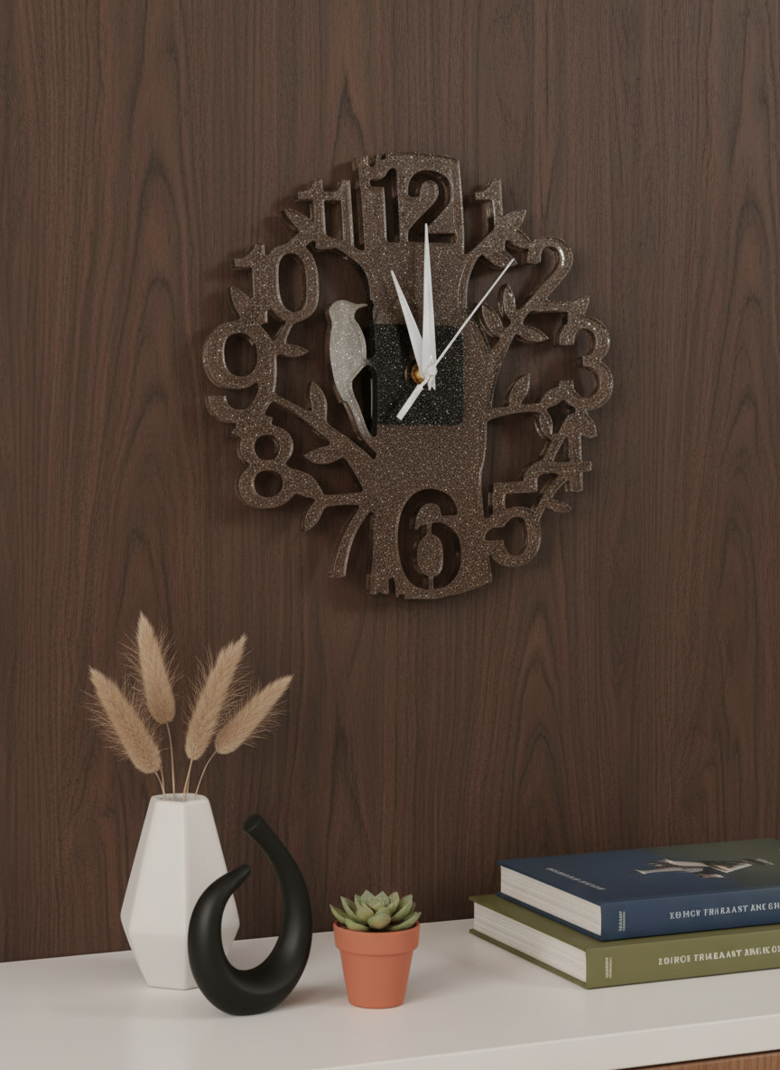Wall Clock Resin Epoxy Minimalist Gray – Handmade Light Grey Epoxy Tree Clock – Neutral Modern Home Decor – Custom Personalized Gift Idea